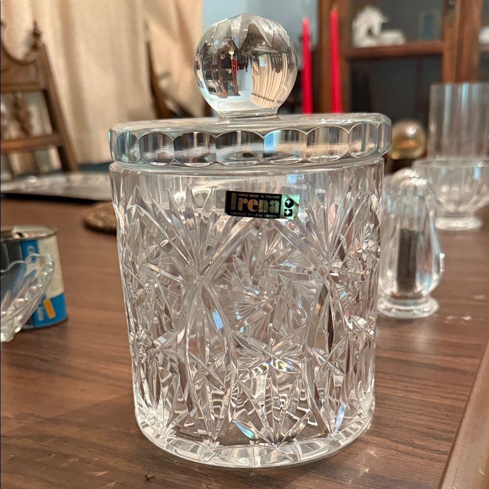 Intricate Clear Glass Jar with Lid